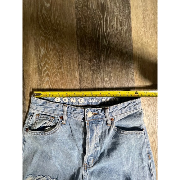 S.O.N.G. Distressed Mom Jeans Womens 3/26 Light Wash Blue Good Ripped Denim - Picture 3 of 7